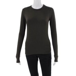 Set Womens Long Sleeve Crew Neck Knit Tee Shirt Brown Size Medium